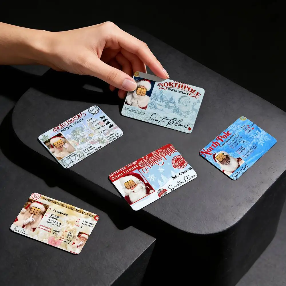 Santa Claus Virtual Sled Driving License Credit Card Skin Sticker Cover Decal Wrap Debit Card Stickers Durable Removable