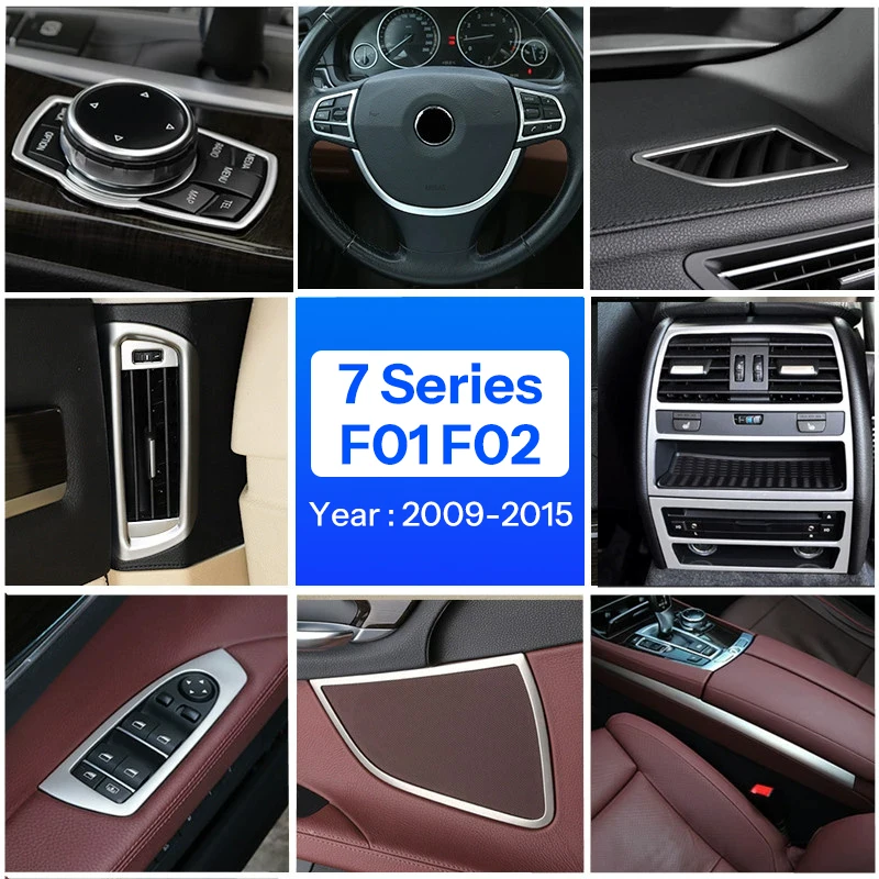 For BMW 7 Series F01 F02 740Li 2009-14 Car Accessories B Pillar Air Conditioning Outlet Frame Gearshift Panel Cover Trim Sticker