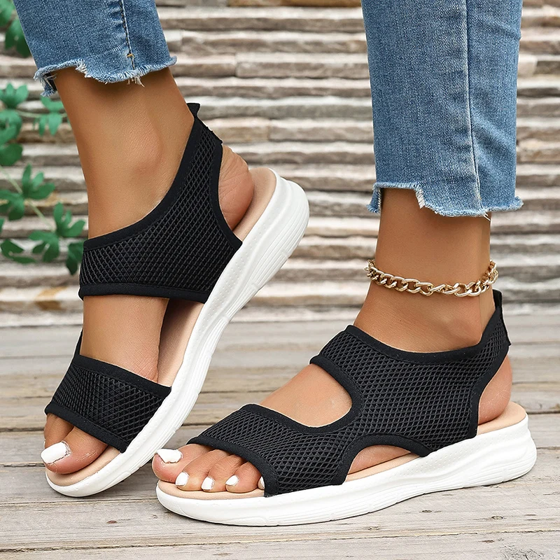 Women Summer Shoes 2024 Mesh Fish Platform Sandals Women\'s Open Toe Wedge Sandals Ladies Light Casual Shoes Zapatillas Muje