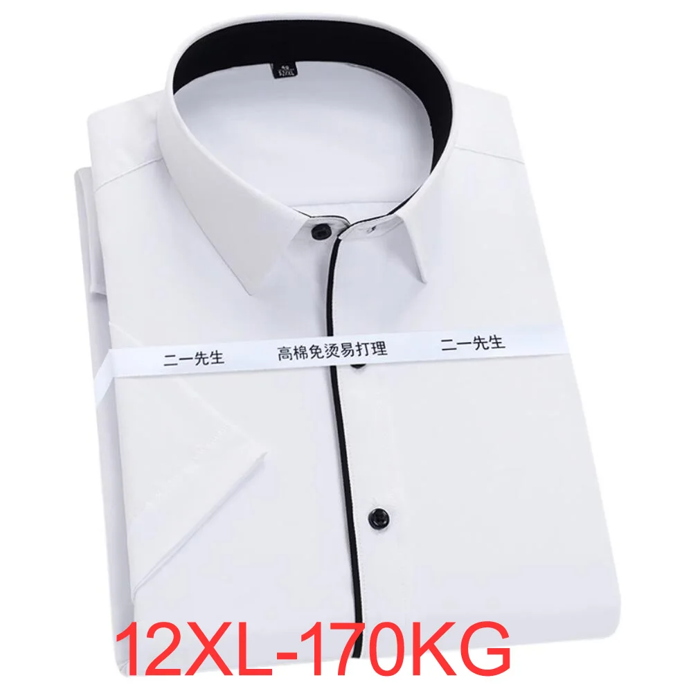 

7XL 8XL 9XL 10XL 11XL 12XL Men's Short Sleeve Shirts Fashion Wedding Dress British Summer Loose Casual Large Size Clothes 170KG