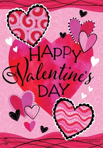 Briarwood Lane Patterned Valentine's Hearts Double Sided Garden Flag OOV IIC