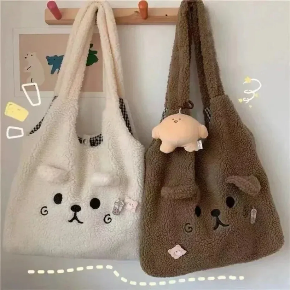 novo-inverno-macio-pelucia-sacola-feminina-dos-desenhos-animados-bordado-imitacao-de-cabelo-de-cordeiro-bolsa-de-ombro-para-mulheres-saco-de-compras-bolsa-sem-pingente