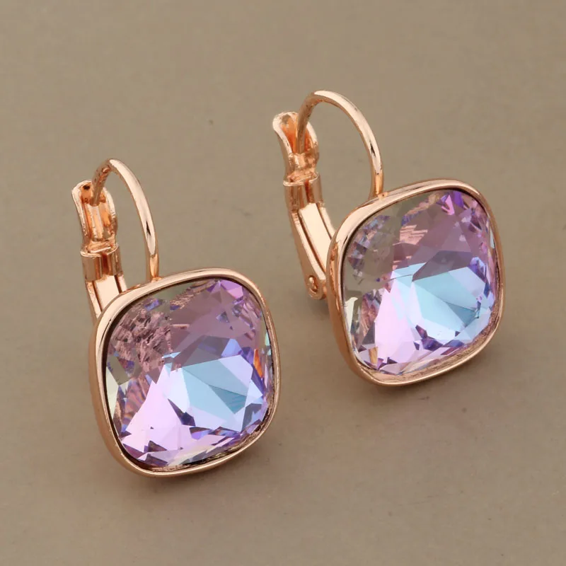 2023 Luxury Quality Jewelry Square Hanging Earrings For Women 585 Rose Gold Color Dangling Earrings Women Jewelry Girl\'s Gift