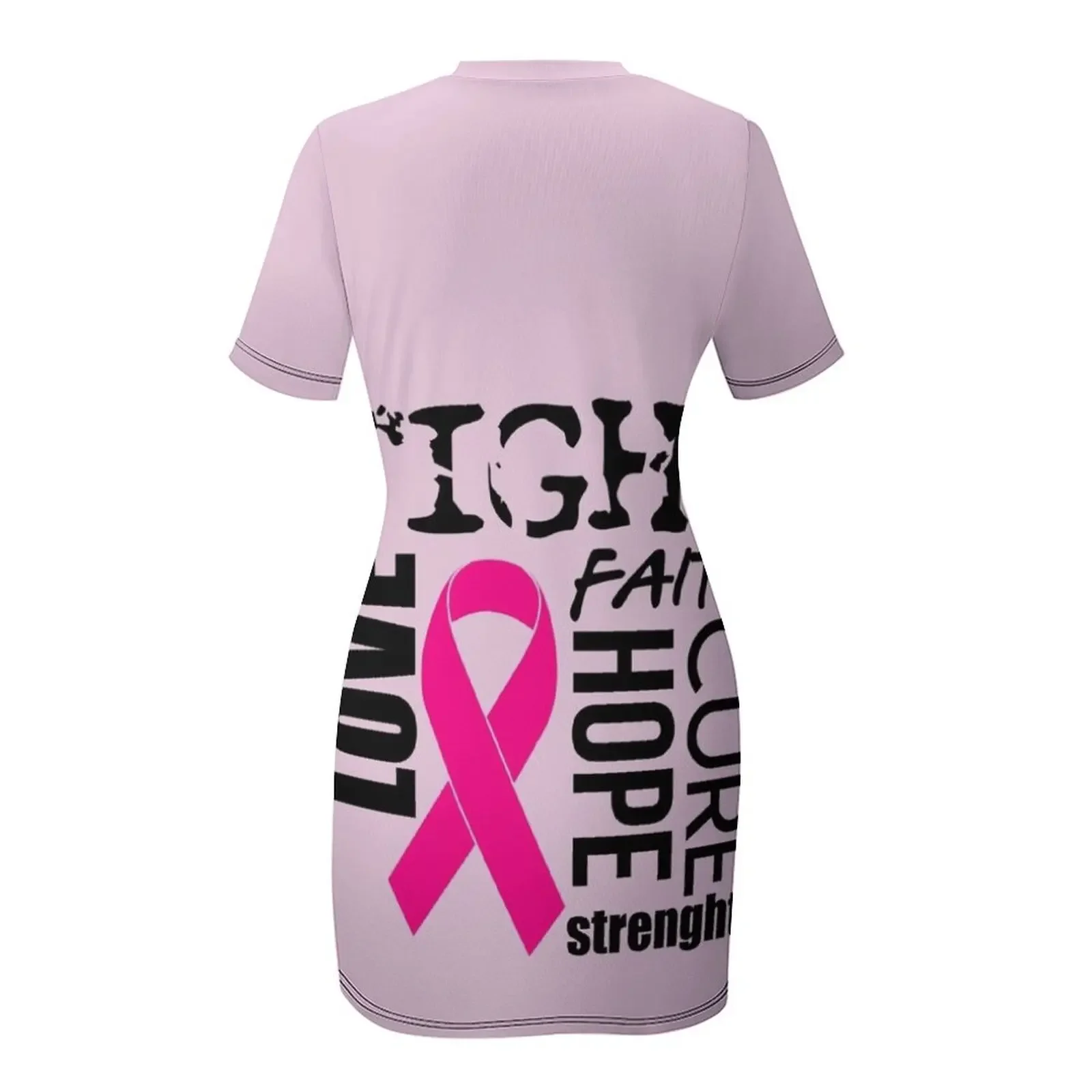 Camiseta motivacional contra câncer de mama vestido de manga curta vestido de verão vestido feminino 2025 vestidos elegantes para mulher