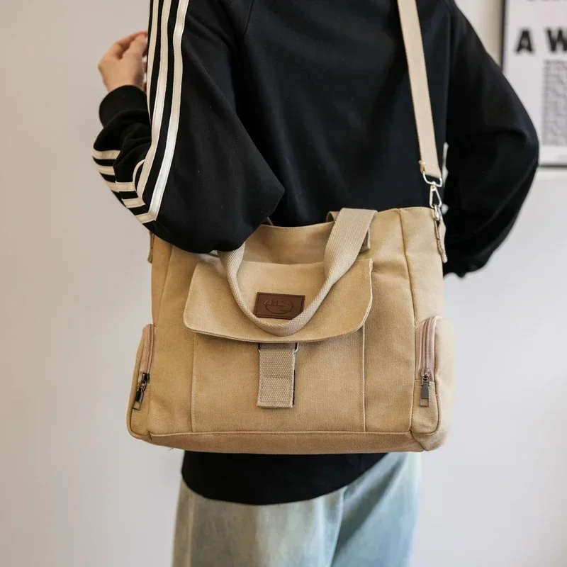 Lona simples sacola 2024 nova cor sólida zíper moda bolsa de ombro alta beleza macio grande capacidade versátil crossbody saco