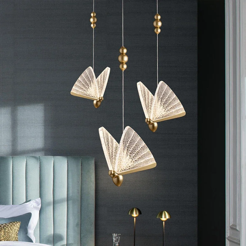 

Nordic Interior Lighting Butterfly Pendant Lamp for Bedroom Living Room Loft Banquet Hall Chandelier Home Decor Hanging Fixture