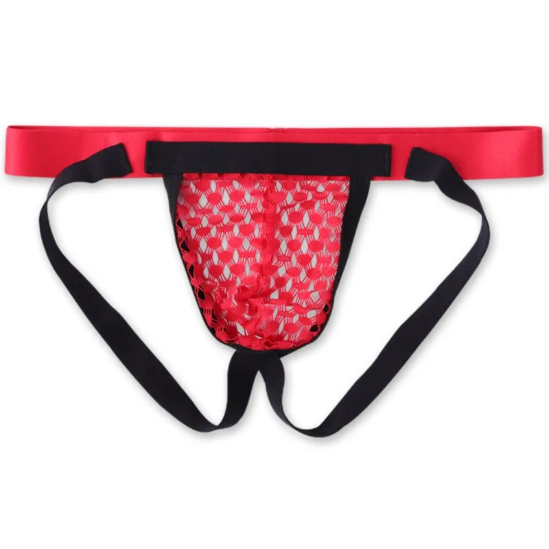 

Men Jockstrap Lingerie Sexy Mesh Thong Gay Underwear Sheer See-Through Open Cup Bikini Strap Erotic Male Underwear for Men
