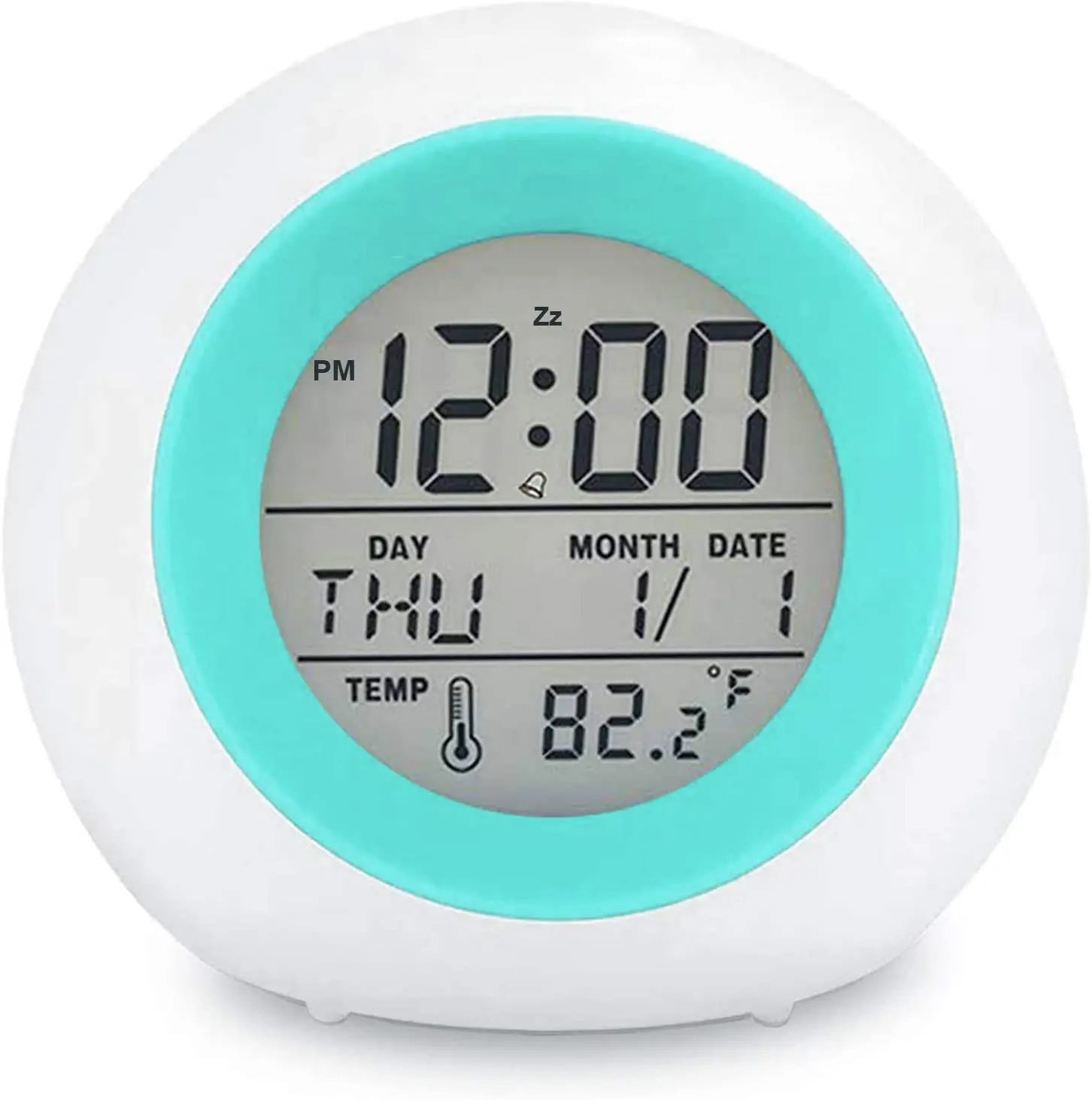 LED Change Color Digital Sunrise  Clock Wireless Charger Temperature Detect for Kids Date Time Thermometer Home Decor