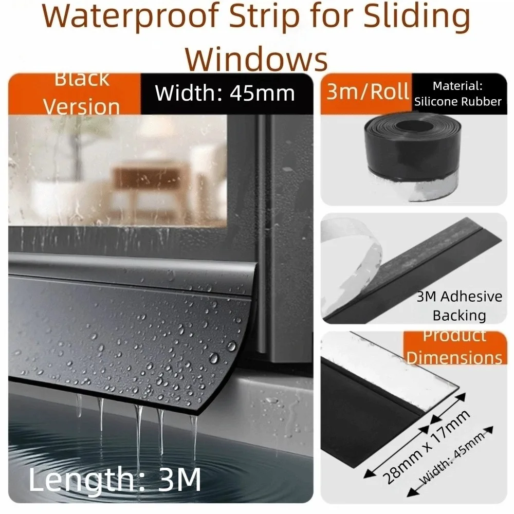 Picture 6: Ainproof Water Backflow Window Water Blocking Bar Sealing Function Rubber Sealing Strip Window Edge Waterproof
