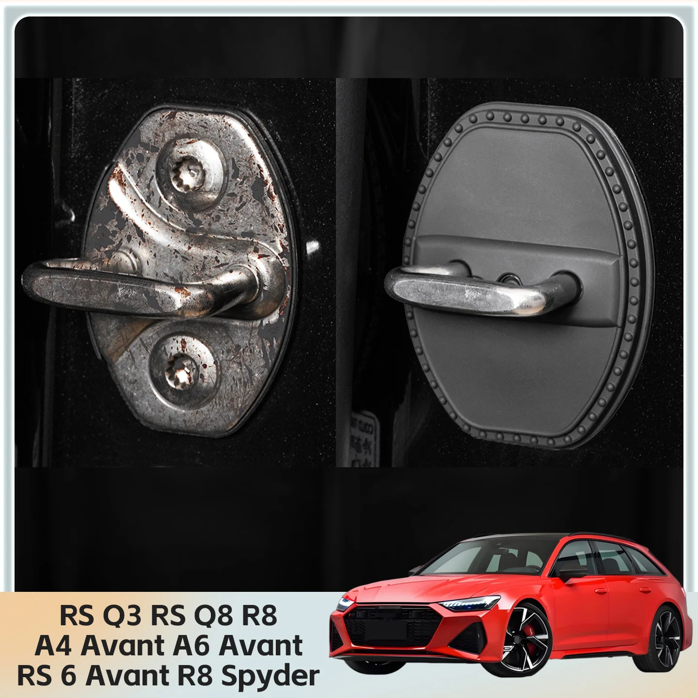 

2/4 шт. силиконовые защитные накладки на замки дверей автомобиля для Audi RS Q3, RS Q8, R8, A4 Avant, A6 Avant, RS 6 Avant, R8 Spyder