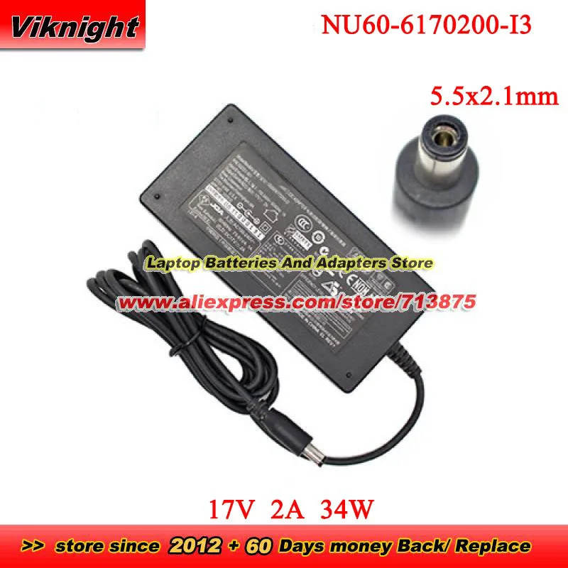 NU60-6170200-I3 AC Adapter P/N 302251-001 17V 2A 34W for Music Monitor M2 M3 with 5.5x2.1mm tip Power Supply