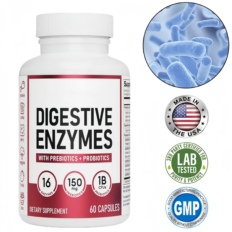 

Probiotic Capsules 100 Billion CFU Contains Prebiotics and Digestive Enzymes for Digestive,Gut Health,Bloating & Yeast Balance
