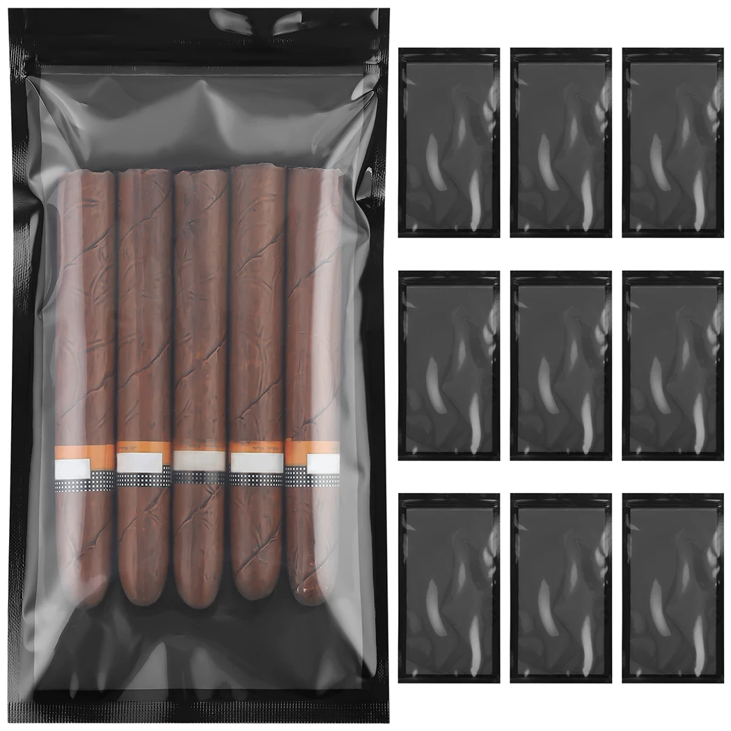 10Pcs Cigar Humidor Bags 9.5x5.1in Cigar Hydration Cigar Bag Cigar Humidity Control Pouch Portable Seal-Tight Zip Lock Cigar Bag