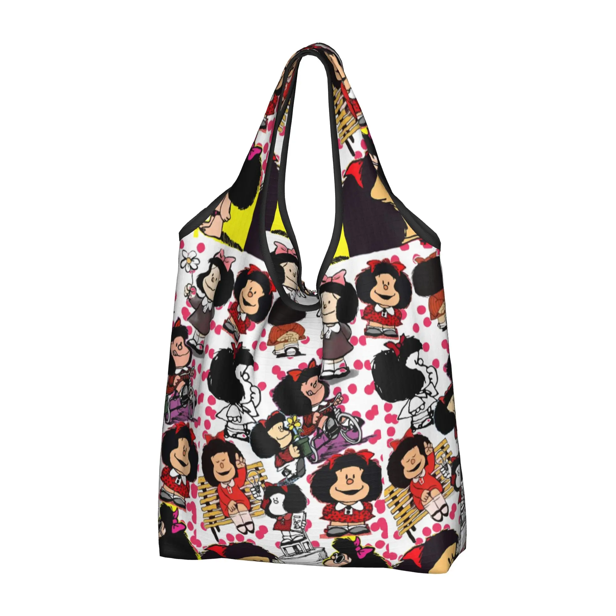 Custom M-Mafaldas Manga Comics Shopping Bag Women Portable Big Capacity Grocery Japan Tote Shopper Bags