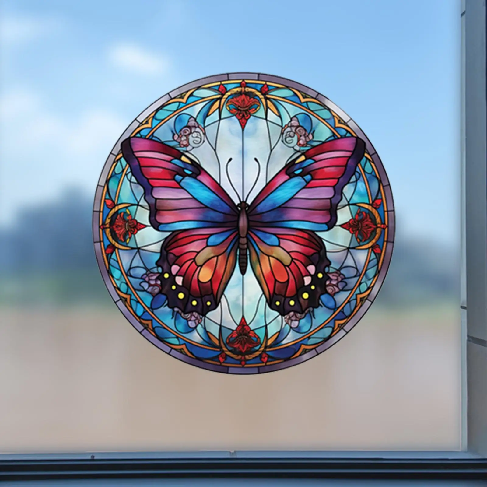 Butterfly Glass Sticker Window Decoration Home Decor Round PVC Easy Installation Wall Decor Waterproof Static Window Sticker