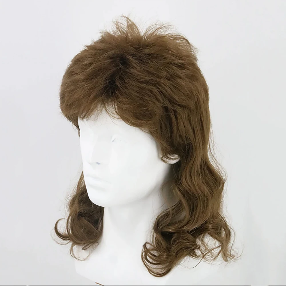 HAIRJOY Synthetic Hair Funny Wig Mullet Wig Men's Wig 80s Wig Brown Mullet  Wig Fancy Party Accessories Wig Halloween Wigs