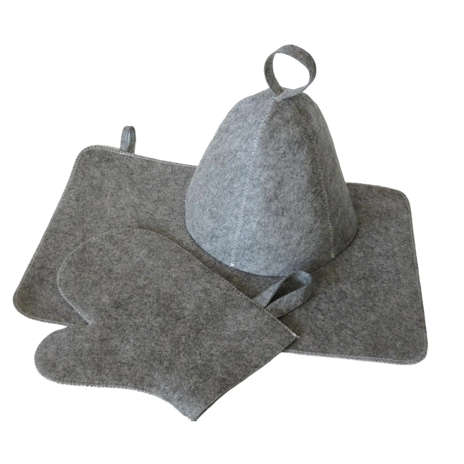 Sauna Accessory Set Reusable Russian Banya Cap Glove Mat for Hot Bath House Protection
