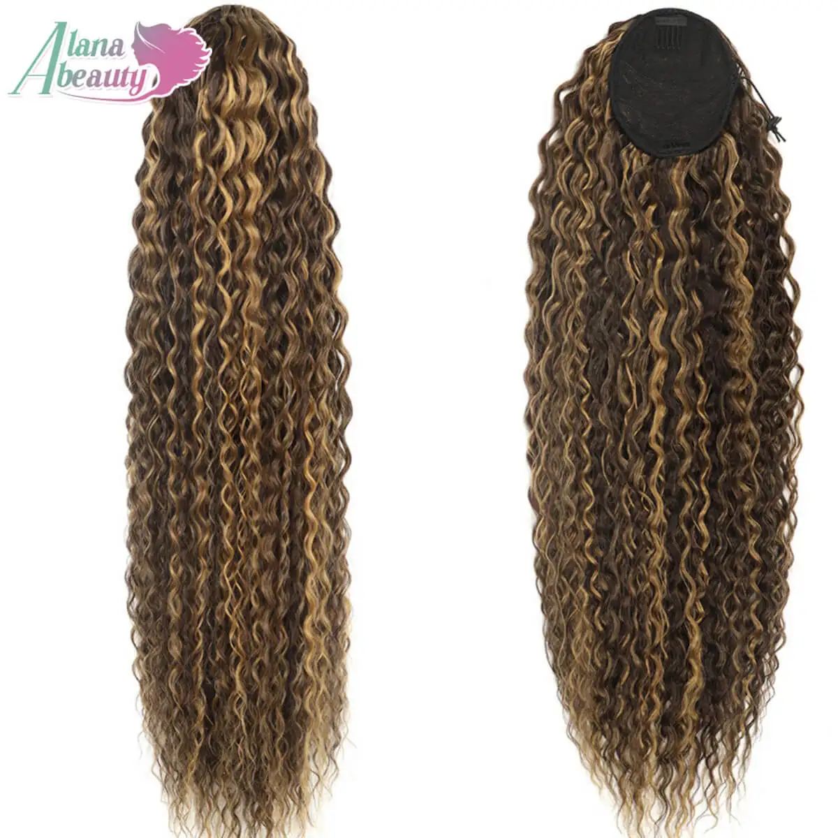 Alana Синтетический вьющийся хвост на шнурке Длинный курчавый вьющийся хвост Органический зажим для наращивания волос в хвосте