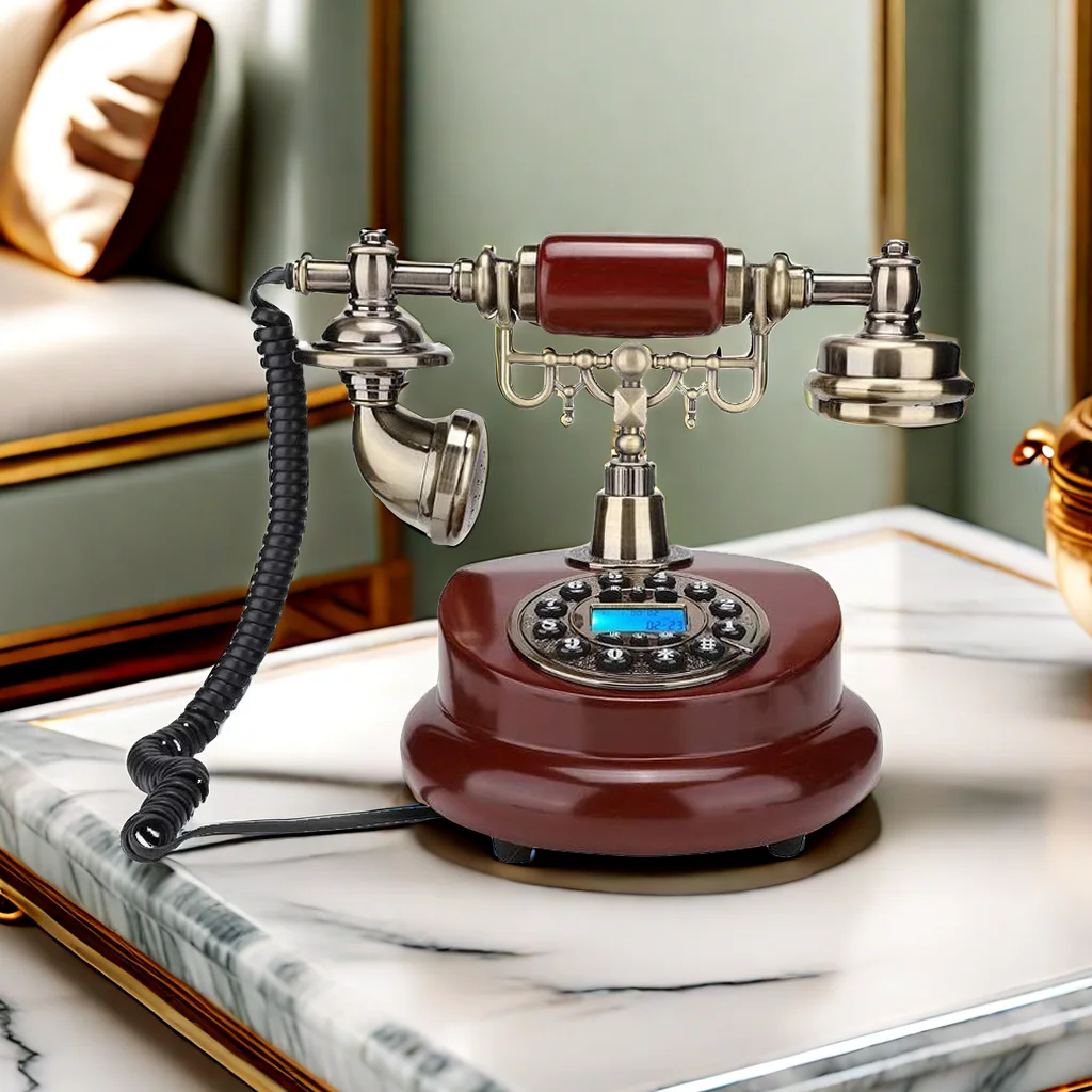 Retro Corded Telephone Antique Fixed Landline Phone, Vintage Rotary Dial Telephones, Old Fashion Home Decor Desktop Phone