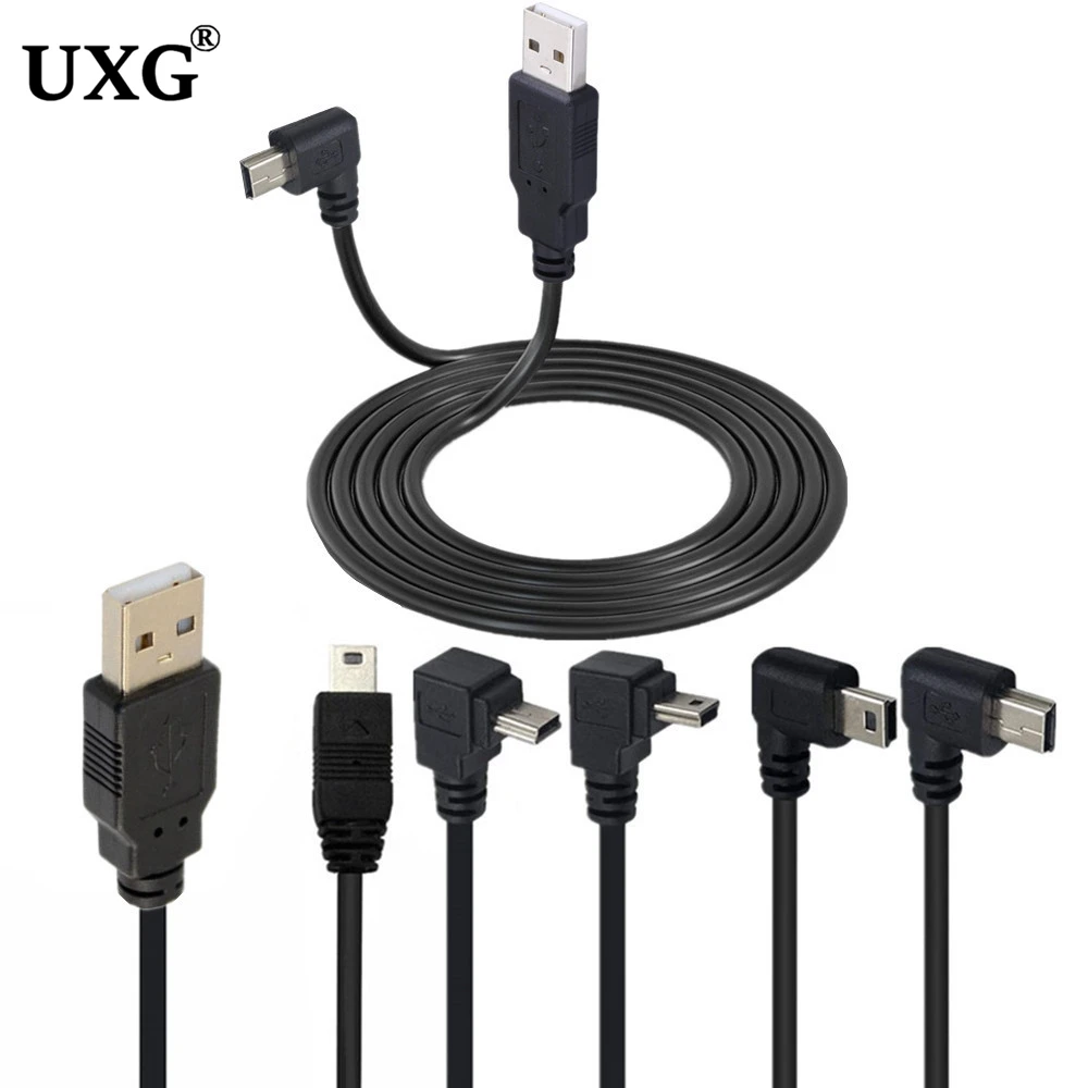 90 stopni Mini USB B typ 5pin męski na USB męski kabel ładujący danych kamera MP3 MP4 kabel dysku twardego 0.25m 0.5m 1.5m 3 M 5m