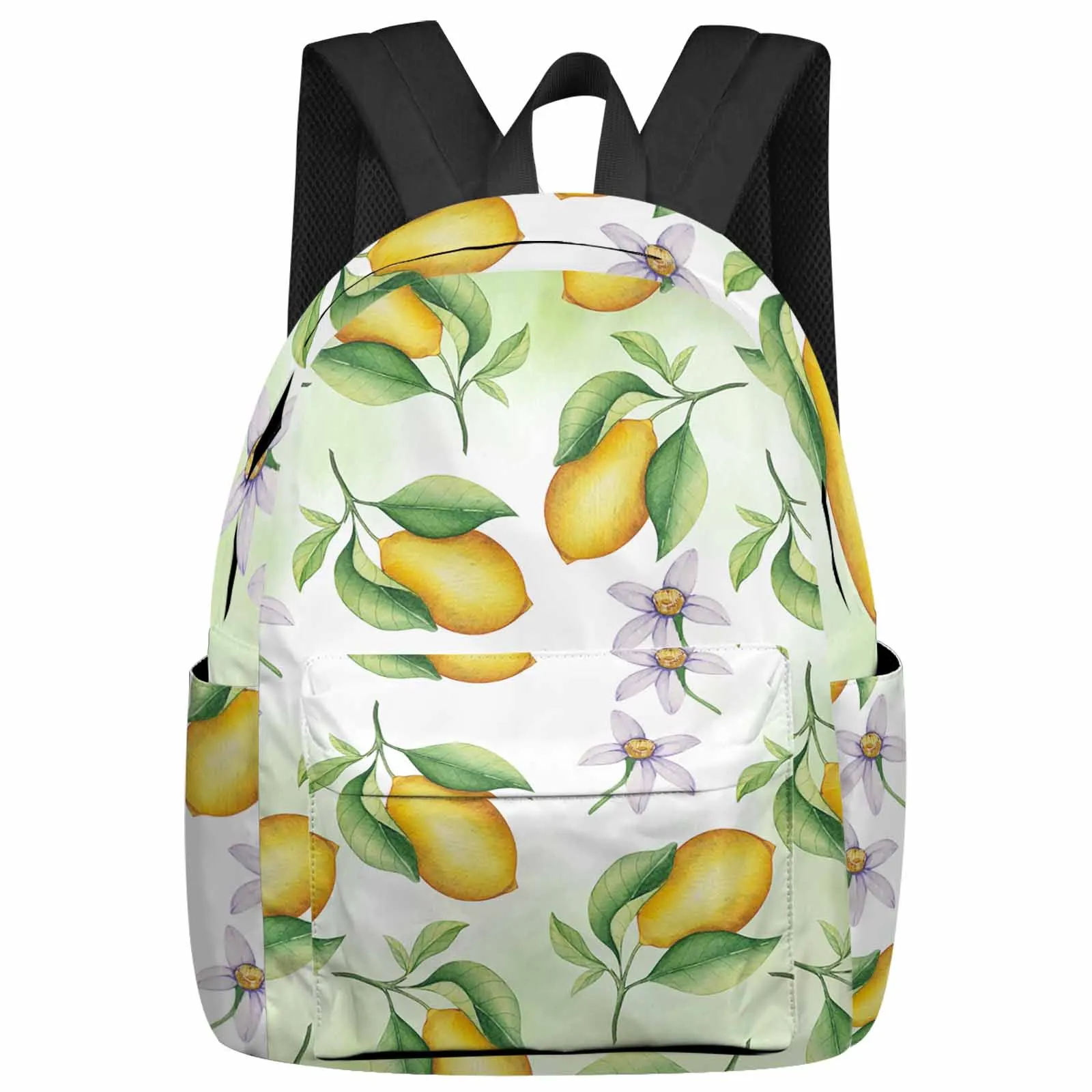 Lemon Purple Flowers Summer Green Countryside Backpacks Teenagers Student School Bags Laptop Custom Backpack Men Women Travel