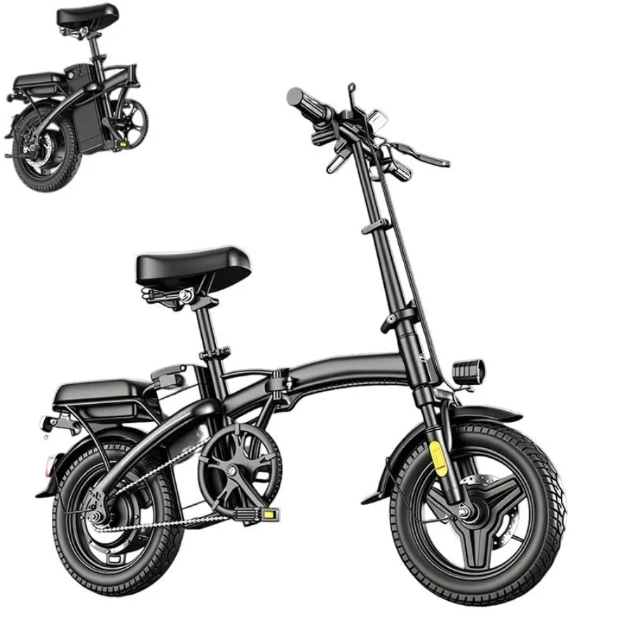 

14 Folding Electric Bike for Adults: Aluminum Frame Matte Black 500W Motor 25MPH Top Speed 35-Mile Range 3-Hour Fast Charge Dis