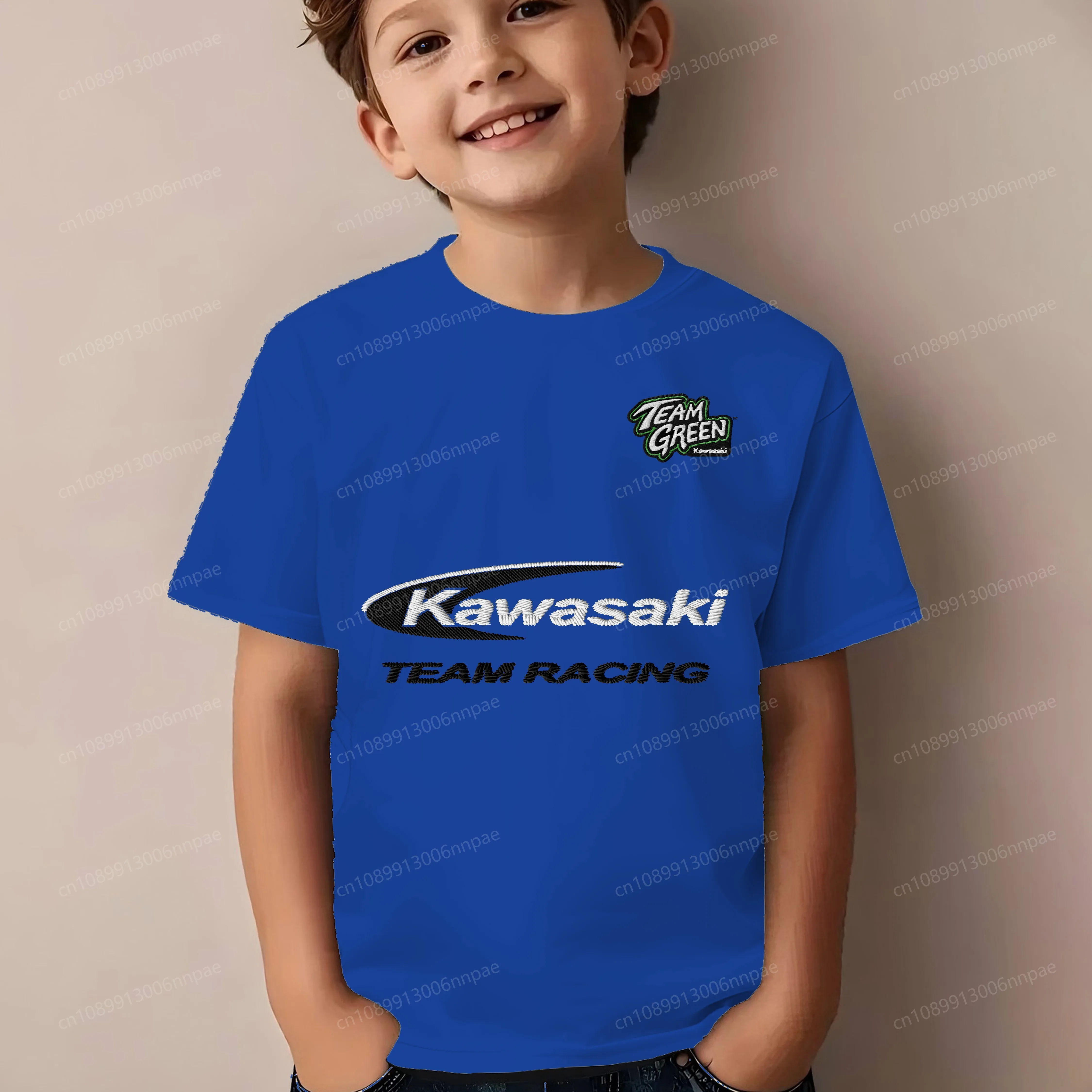 

Embroidery Kawasaki 3D Printing Pure Cotton Children Summer Clothes Boy Clothing T-shirts for Boys Sports 2025 Kids Texture Top