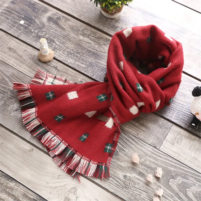 Kids Tassels Long Scarf Girl Boy Autumn Winter Print jacquard weave Scarves 2022 Child Warm Accessories