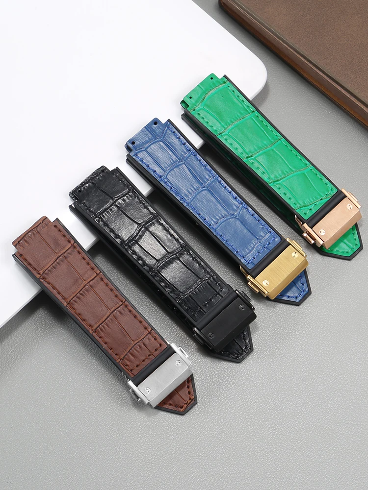 

Подходит для Hublot HUBLOT Big Bang Classic Fusion, кожаный, силиконовый, резиновый, водонепроницаемый, мужской, 19 мм