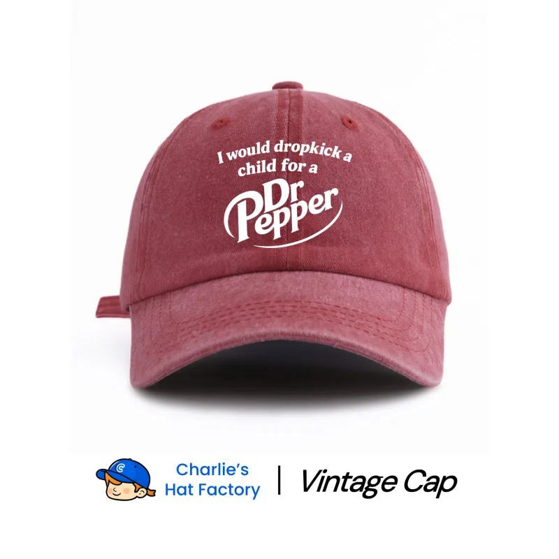 1 pc DR PEPPER Print Washed Baseball Cap, Classic Casual Stylish Vintage Soft Sweatband Adjustable Size Lightweight