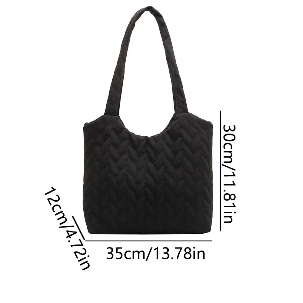 ソリッドカラーキルティングショルダーバッグ刺繍糸ソフトコットンパッド入りトラベルショッパートート磁気バックル快適なハンドル