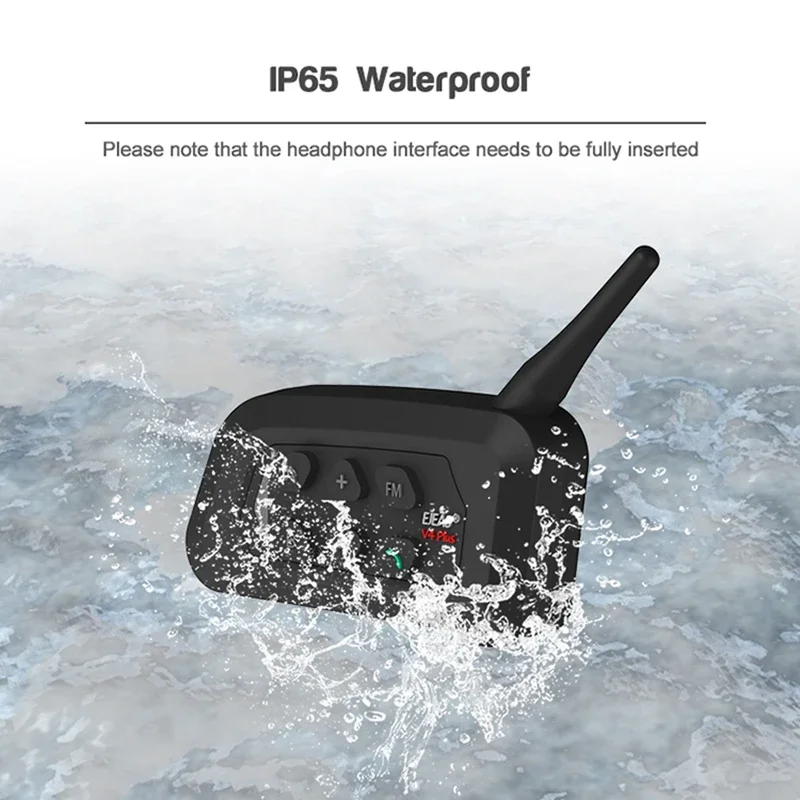 EJEAS Type-C V4 Plus Motorhelm Interphone Bluetooth 5.1 4-weg 1200M Intercom Headset FM-radio IP65 Waterdicht