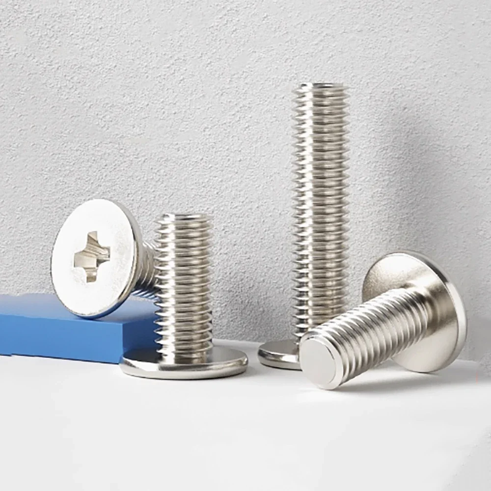 20-200Pcs Nickel Plating Flat Head Screws M6 M5 M4 Cross Countersunk Head Flat Head Screw Wooden Board Screw Dia 5mm-50mm