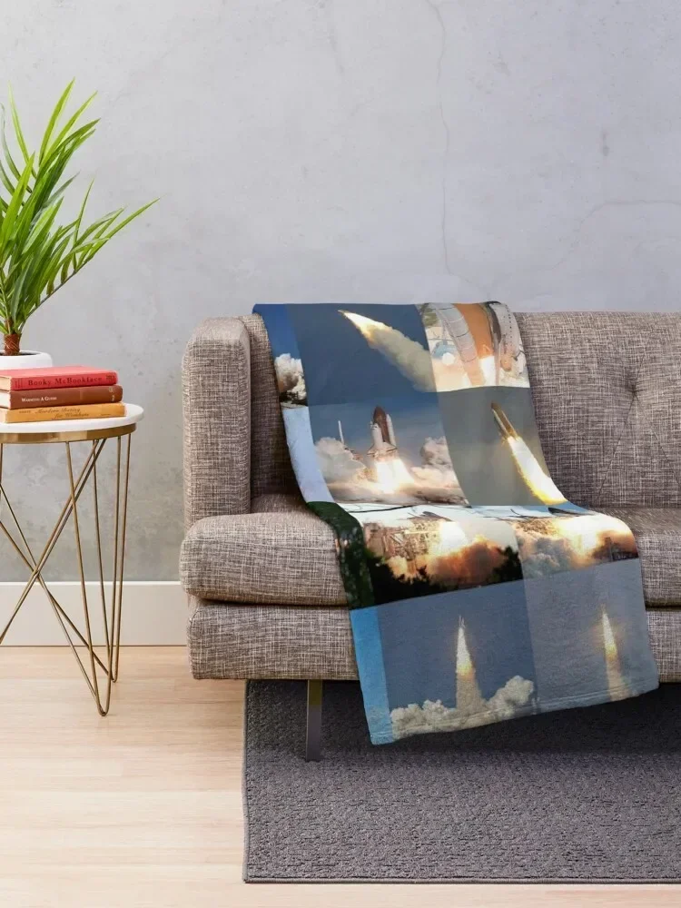 Space Shuttle Launches Throw Blanket Decorative Sofa Hair Blankets