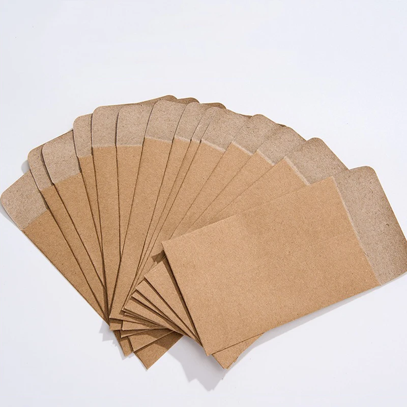 100Pcs Wholesale Paper Envelopes Mini Envelope for Seed/Sample Self Adhesive Kraft Gift Envelope Jewelry Storage Bag 5.7x8.9cm