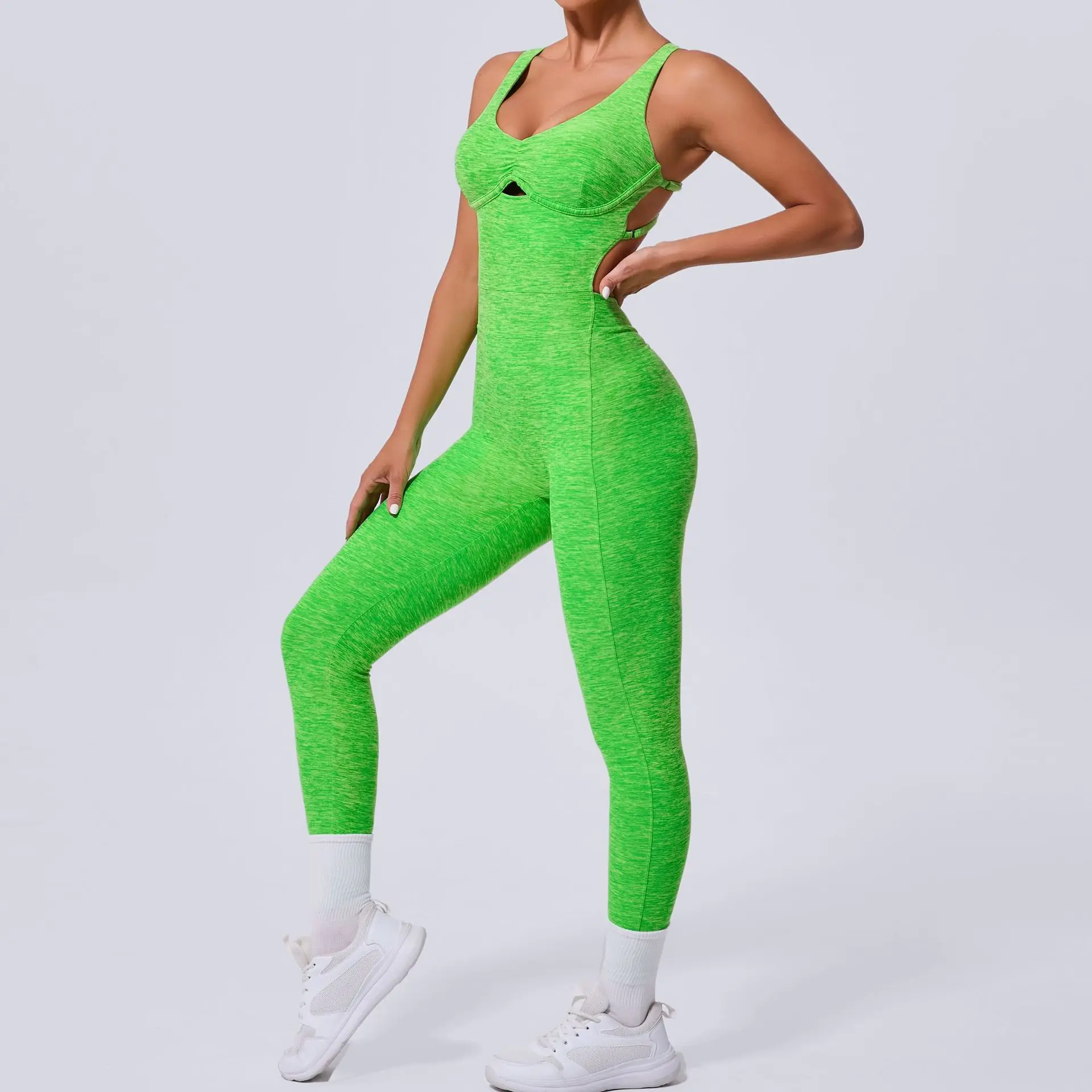 Seamless Yoga Jumpsuits Sports Fitness Peach Hip Raise Cross Beauty Back Dance Belly Contracting One-piece Tracksuits for Women