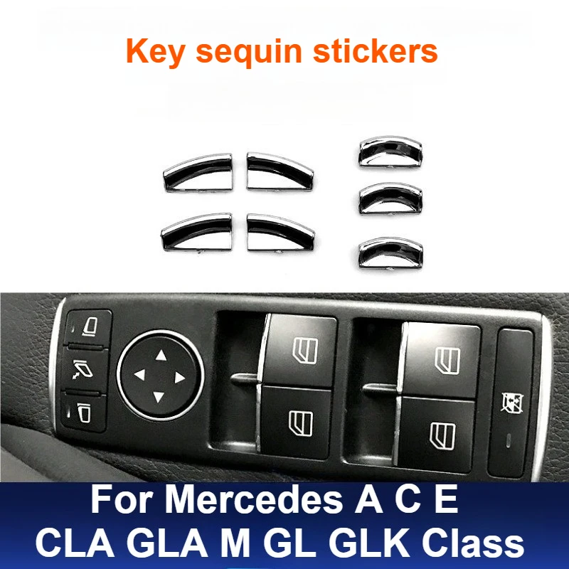 

For Mercedes A C E CLA GLA M GL GLK Class Chrome Window Switch Button Cover Trim Stickers Car Interior Modification Accessories