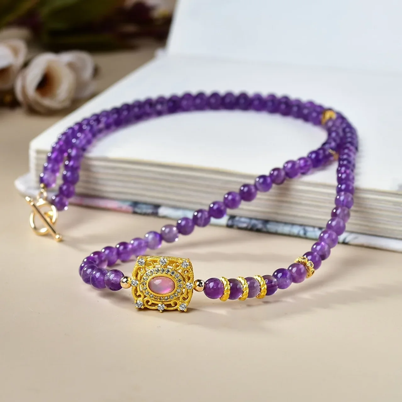 

Natural Amethyst Bracelet, Nine Purple From The Fire, Women's Light Luxury Fashion Lucky Bracelet Original Design