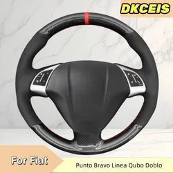 Car Steering Wheel Cover Carbon Fibre Suede Leather For Fiat Punto Bravo Linea Qubo Doblo Grande Steering Wheel Braiding Cover