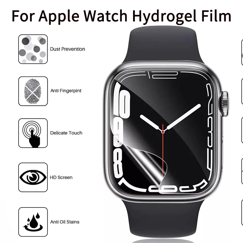 50Pcs Full Hydrogel Film For Apple Watch 7 6 SE 5 4 3 2 1 Screen Protectors For iWatch Series 38mm 42mm 45mm 41mm 40mm 44mm