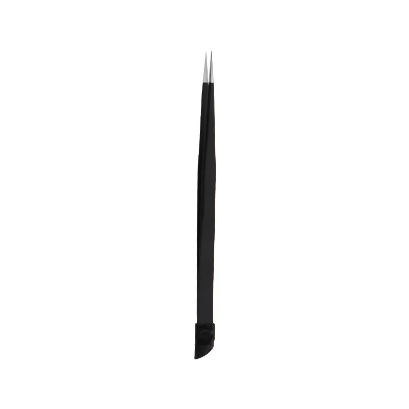 113Long Holiday Eyelash Tweezers, Curved-Tip Stainless Steel Tweezers, Small Size, Gold Feather Design, Pink Gift Tweezers