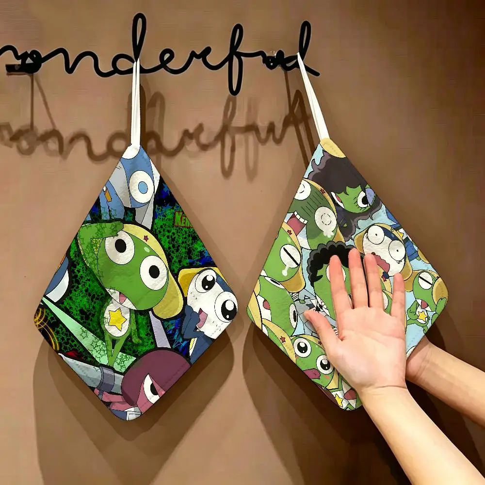 

Anime Keroro Gunsou Frog Polyester Cotton Hand Wiping Towel With Hanging Loop, Lightweight For Home And Commercial Use