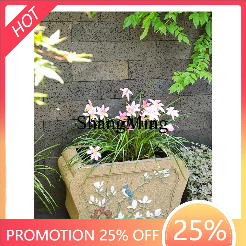 

SM new landscaping outdoor flower box rooftop large flower pot balcony planting box garden flower pool ornament