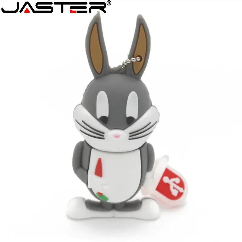 Cartoon Duck USB 2.0 Flash Drive Rabbit Pen Drive Gifts for Children Memory Stick Real Capacity 64GB/32GB With Key Chain U Disk