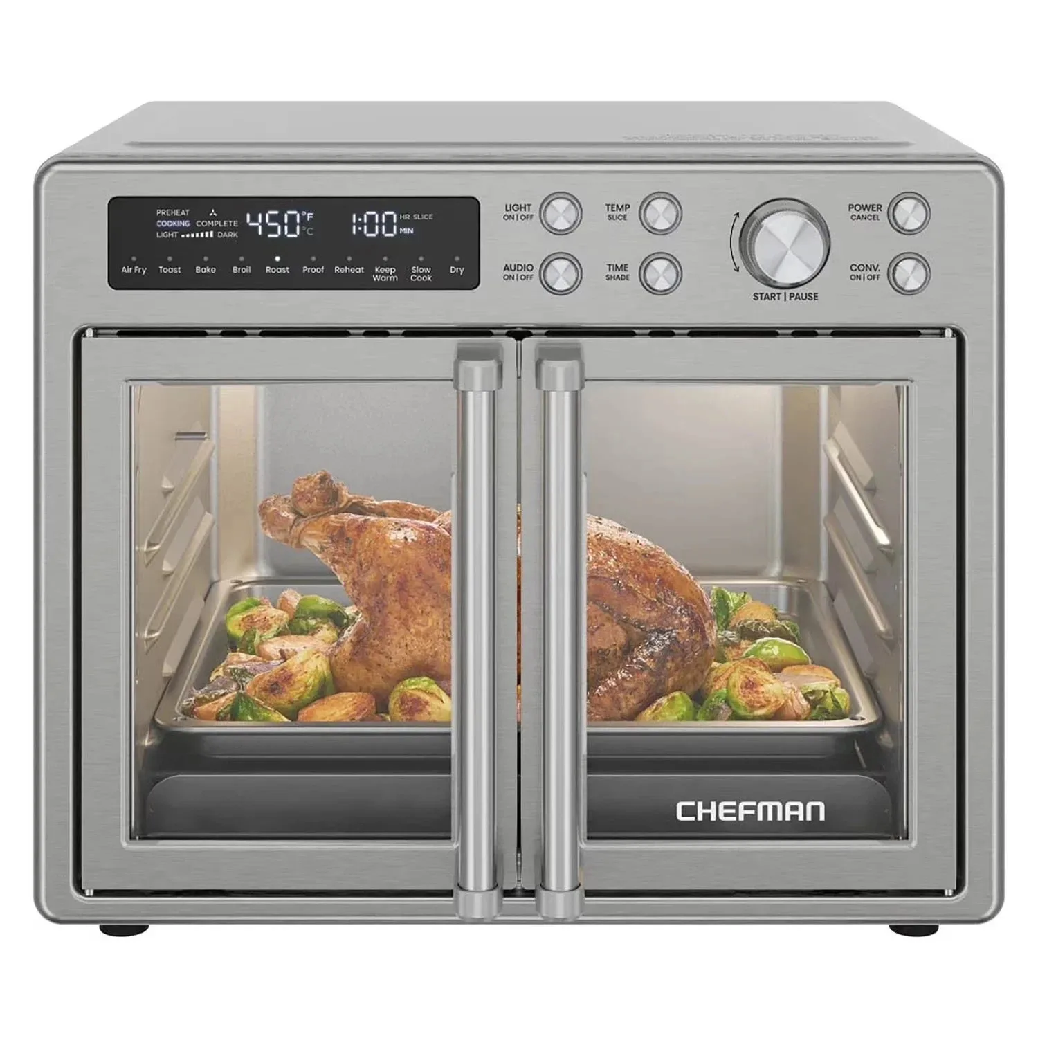

10 in 1 French door air fryer and oven combination, 26 quarts. capacity