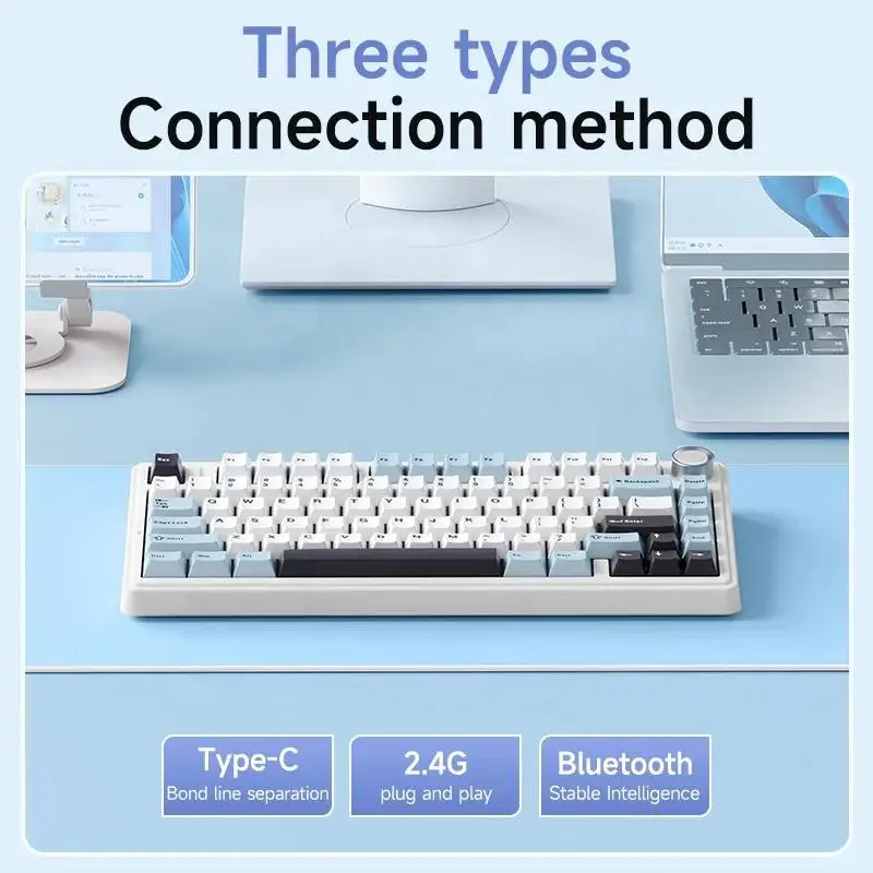 AULA F75 Three-mode Gaming Mechanical Keyboard, with RGB Lighting Effect, 75% Layout, Full-key Hot-swappable Pad Structure