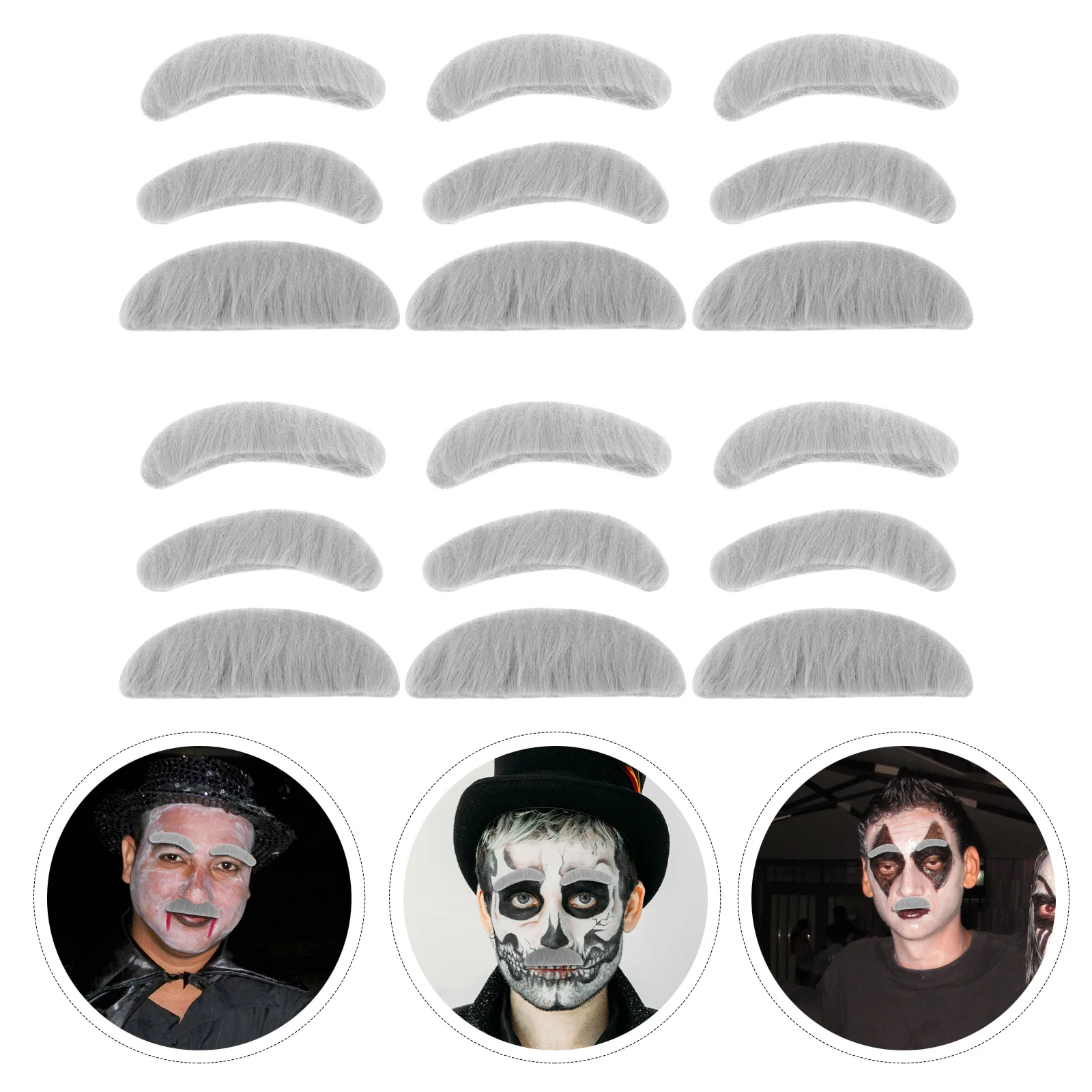 

6Sets Realistic Grey Fake Beard Eyebrows Costume Set for Men Old Man Cosplay Halloween Party Stage Props Beard Kit for Men