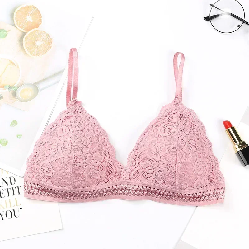 Lace Bralette Push Up Bra Women Sexy Lingerie Wire Free Brassiere Female Lace Underwear Backless Push Up Bras Removable Pads