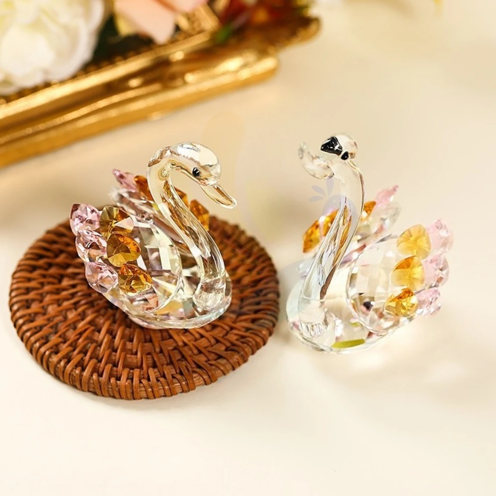 Crystal Swan Creative Living Room Hallway Ornament Home Desktop Decoration Christmas Gift for Couples