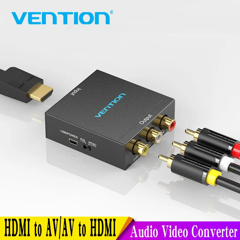 Vention HDMI to AV Converter HDMI to RCA CVBS L/R Video Adapter 1080P HDMI Switch with Mini USB Power Cable for TV Box AV HDMI